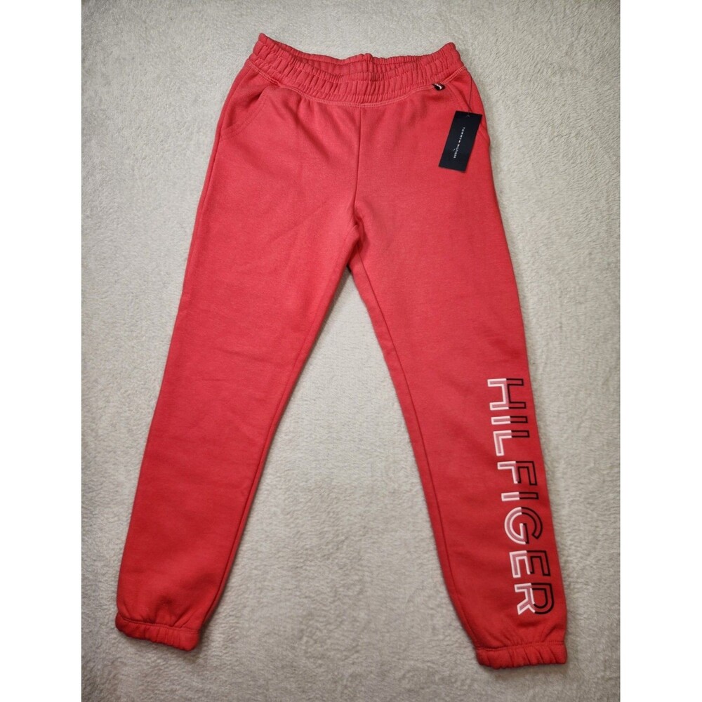 Tommy Hilfiger Kids Sweatpants Size L Paradise Pink Elastic Waist Pockets Logo